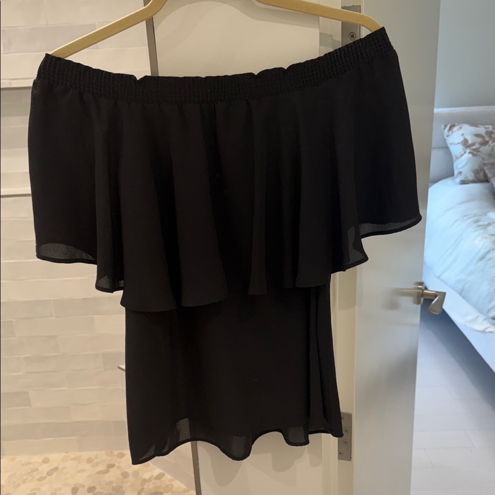 Show Me Your Mumu Black Off-Shoulder Ruffle Top-